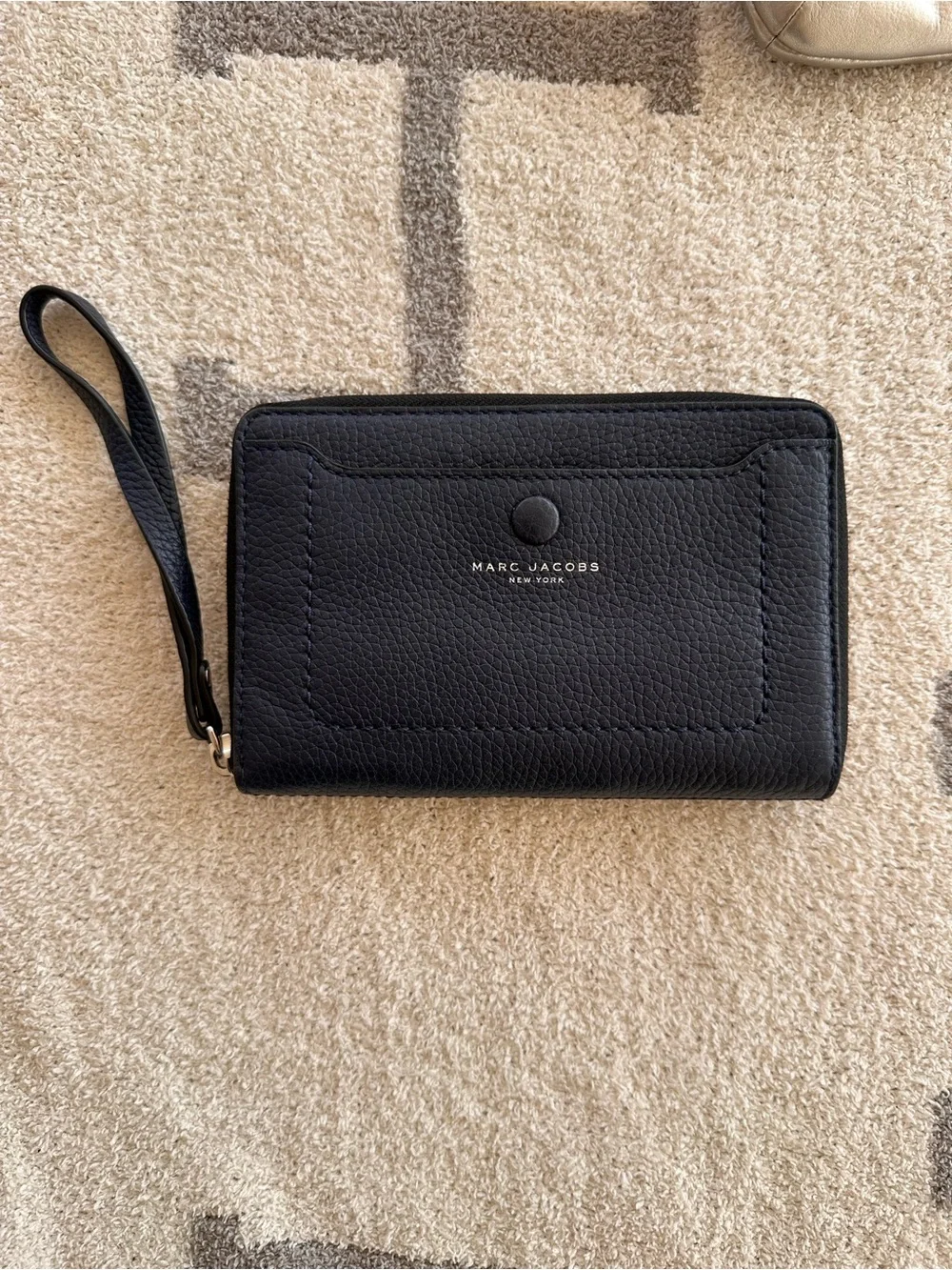 Marc Jacobs navy Leather Wristlet Wallet with Front Snap Pocket